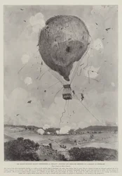 Die jüngsten Militärballon-Experimente in Deutschland, Infanterie und Artillerie schießen auf einen Ballon in Interbogk
